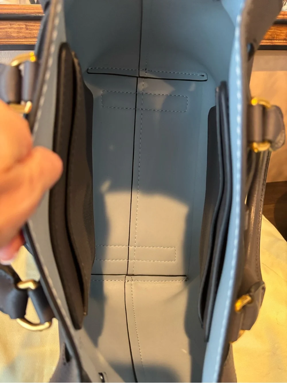 Burberry Belted Dark Gray Leather Satchel with Gold Hardware